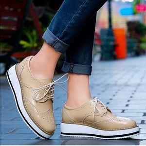 Women’s Platform Leather Oxfords Shoes